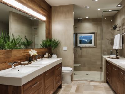 Contemporary bathroom design featuring natural materials, luxury finishes, and spa-like amenities