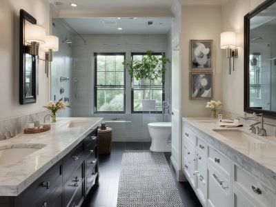 Transitional bathroom design blending traditional and contemporary elements for versatile modern style